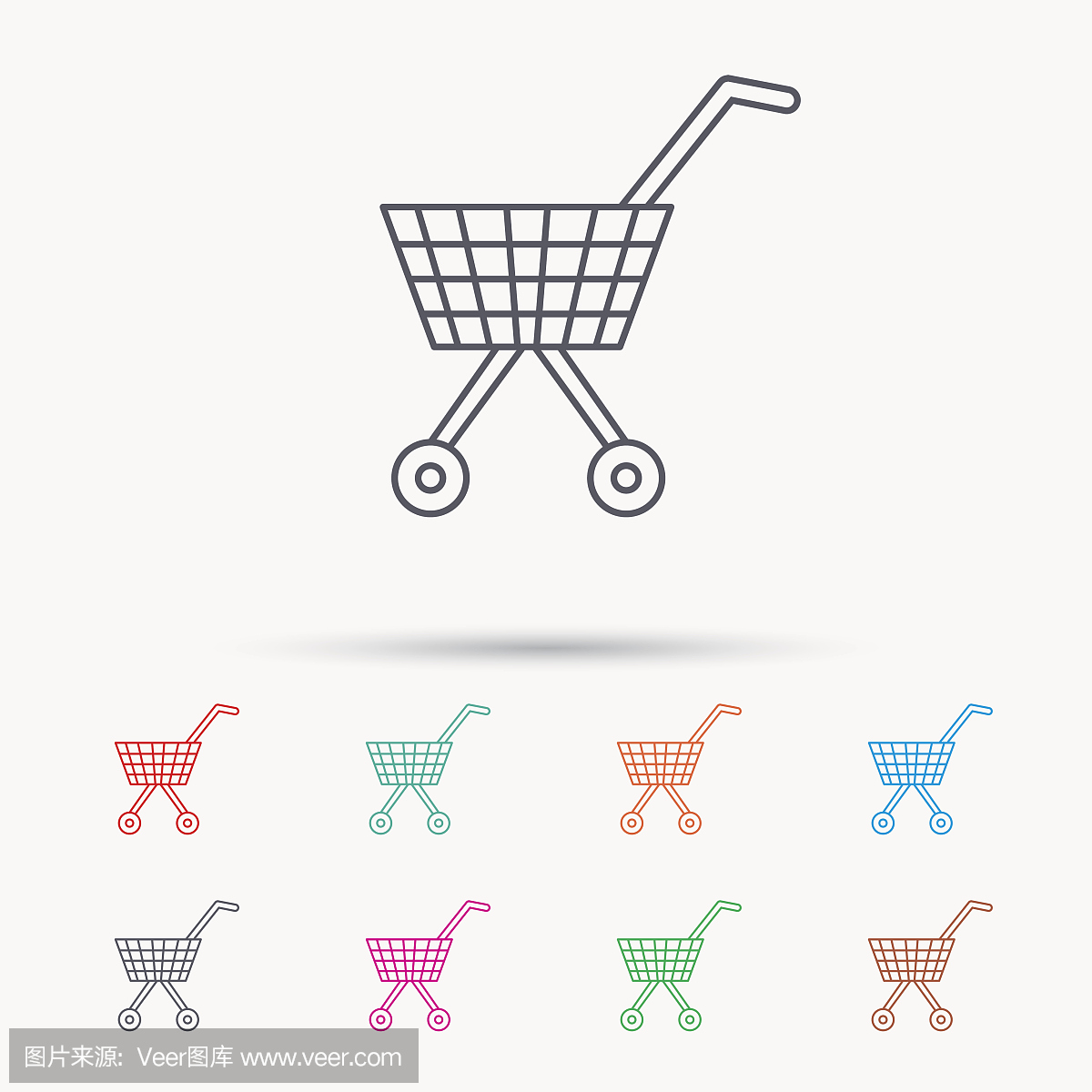 購物車圖標。市場購買的跡象。